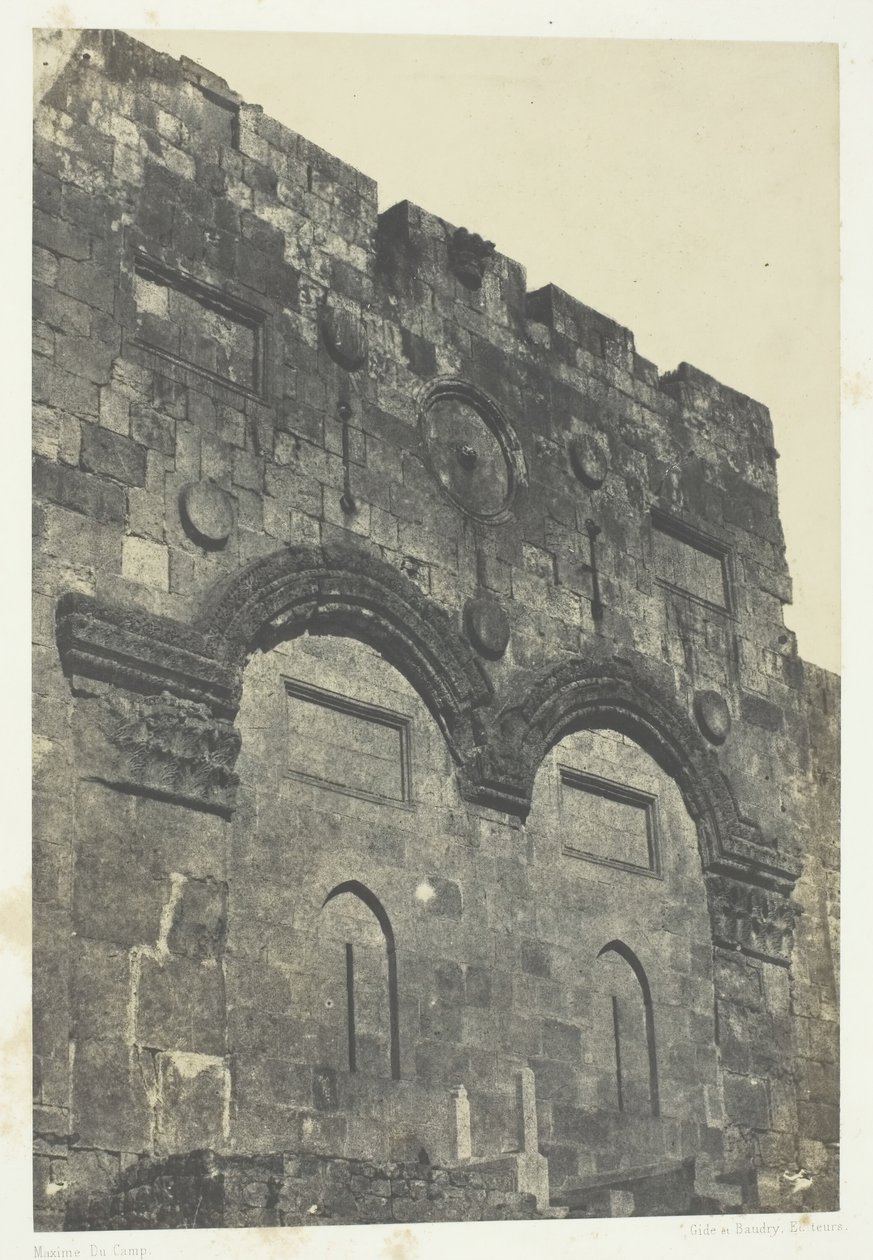 Jerusalem, Golden Gate Bab-El-Daharieh, Palestiina, 184951, painettu 1852. tekijältä Maxime Du Camp