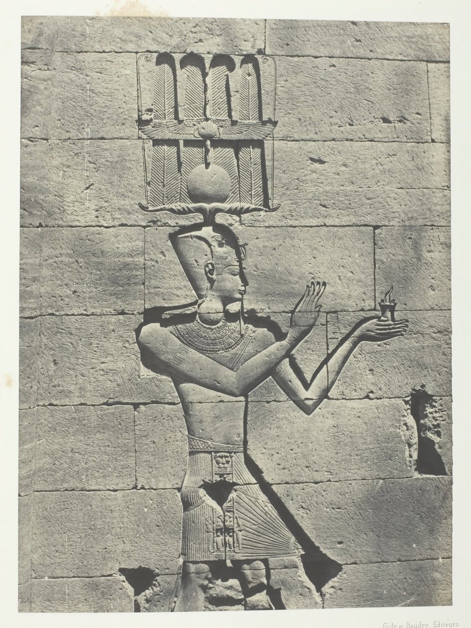 Kalabscheh, veistoksia temppelin takajulkisivulta, Nubia, 184951, painettu 1852. tekijältä Maxime Du Camp