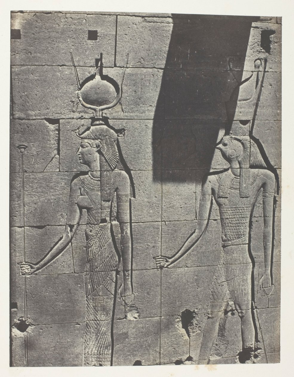 Kalabscheh, Sculptures De La Façade Postérieure Du Temple; Nubie, levy 92 albumista "Egypte, Nubie, Palestine et Syrie" (1852). tekijältä Maxime Du Camp