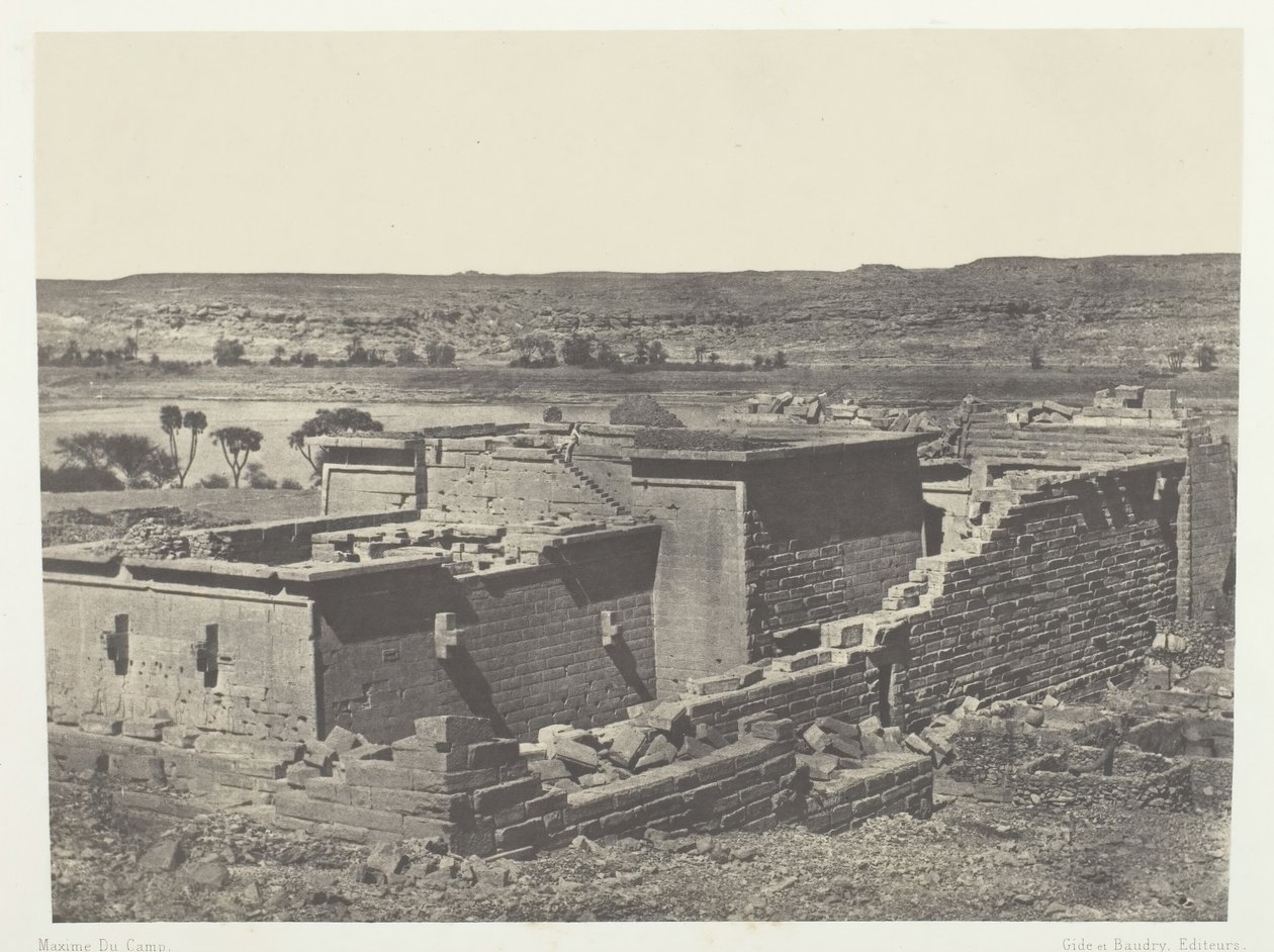 Kalabscheh, yleinen näkymä Kalabscheh Talmisin temppelistä, Nubia, 184951, painettu 1852. tekijältä Maxime Du Camp