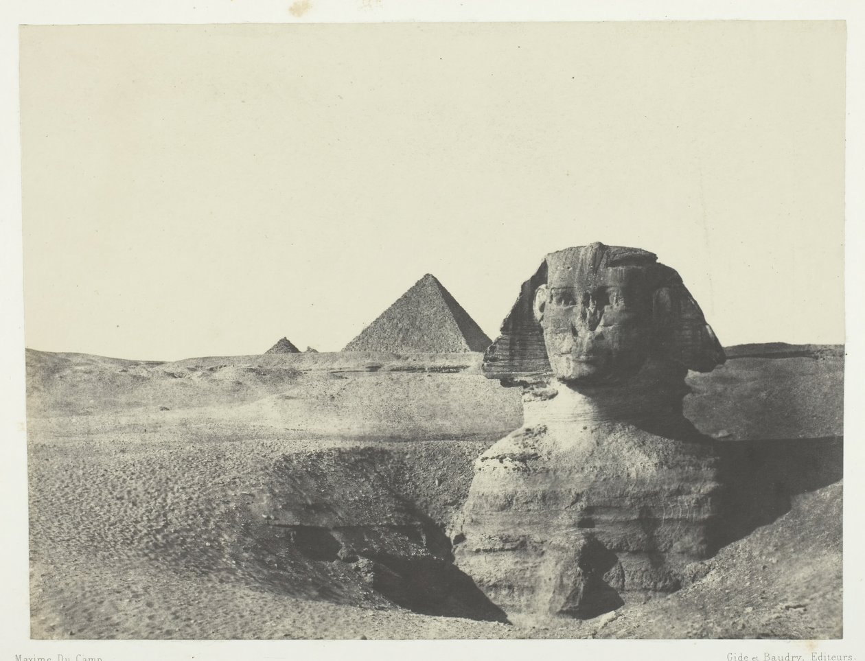 Sfinksi edestä nähtynä, Keski-Egypti, 184951, painettu 1852. tekijältä Maxime Du Camp