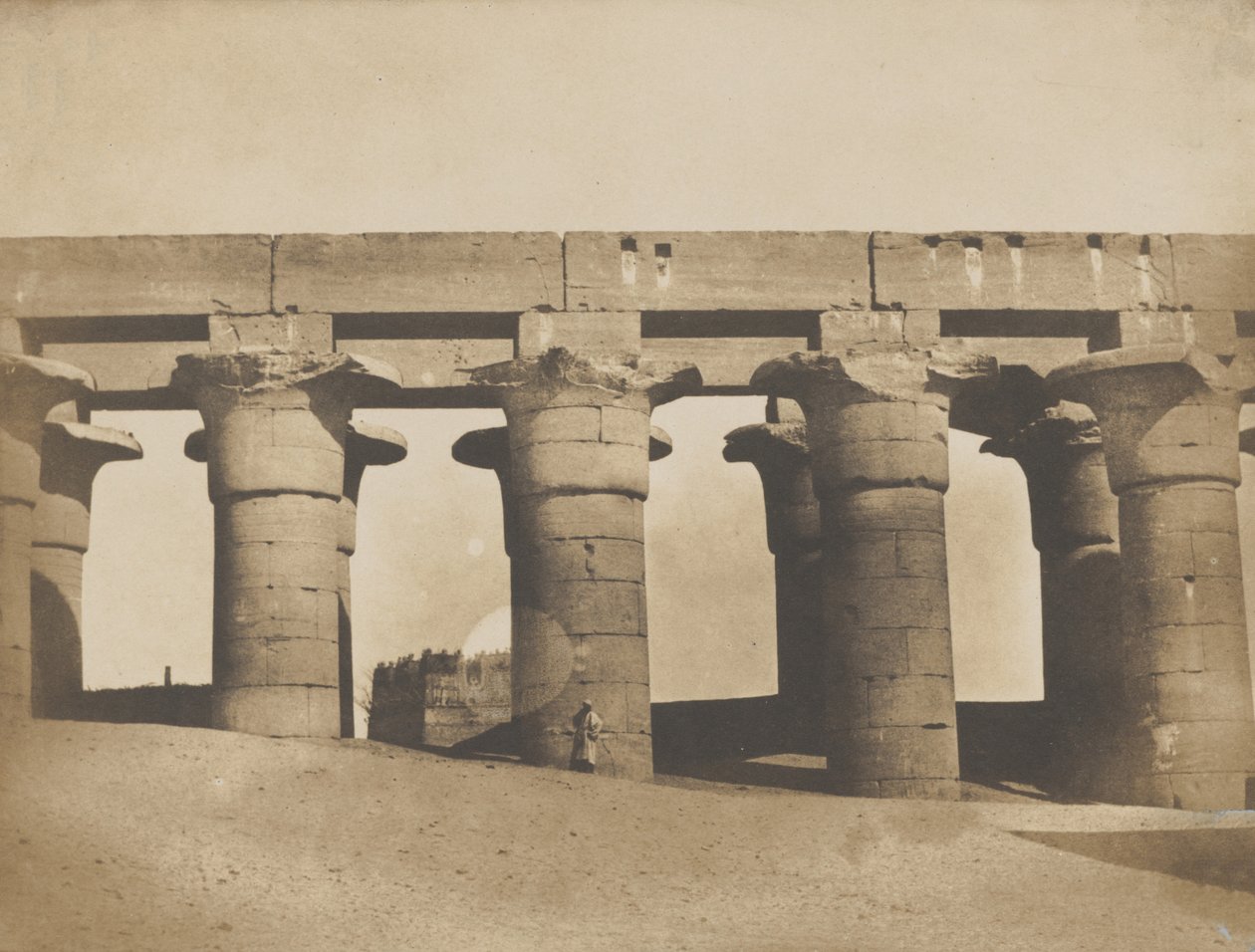 Luxor, palatsin suuri pylväikkö, 1849-51. tekijältä Maxime Du Camp