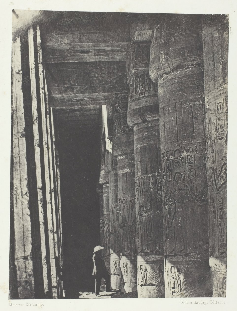 Medinet-Habou, Ramses-Méiamounin palatsin galleria, Thebes, 184951, painettu 1852. tekijältä Maxime Du Camp
