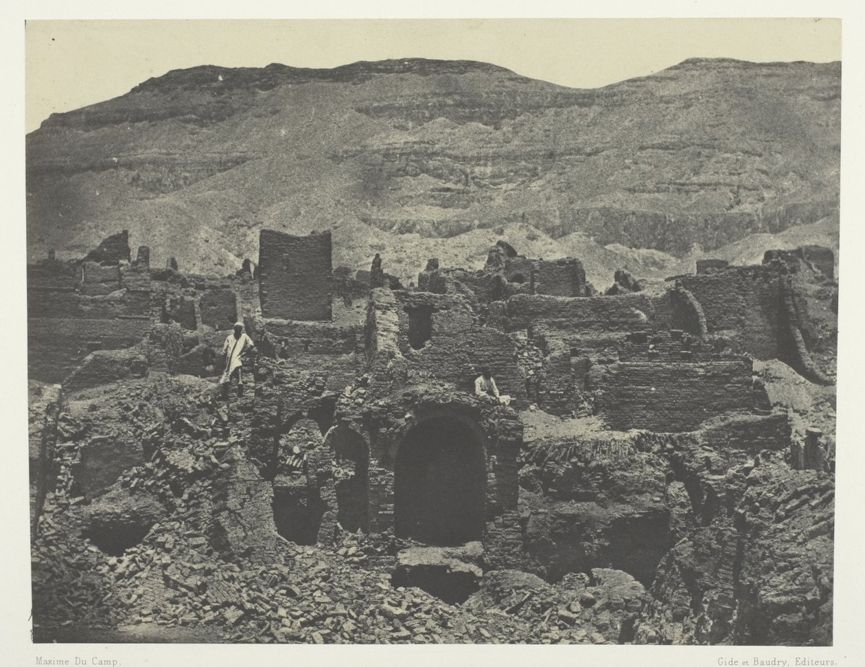 Medinet-Habou, Papan kaupungin rauniot; Thebes tekijältä Maxime Du Camp