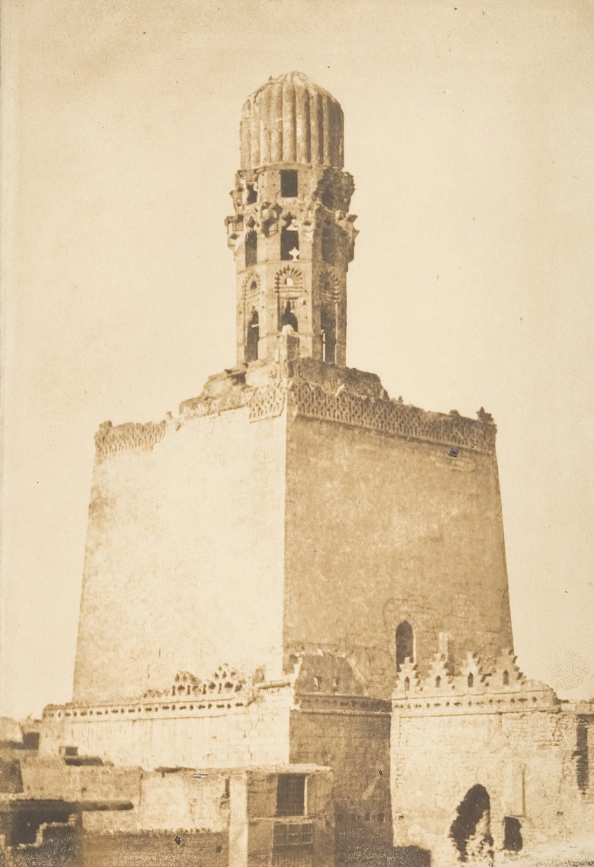 Khalif Hakemin moskeijan läntinen minareetti, Kairo, 9. tammikuuta 1850. tekijältä Maxime Du Camp