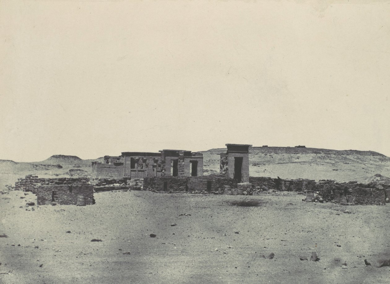 Nubia. Debodin temppeli ja kylä. Antoninuksen matkasuunnitelman parembola, 1850. tekijältä Maxime Du Camp