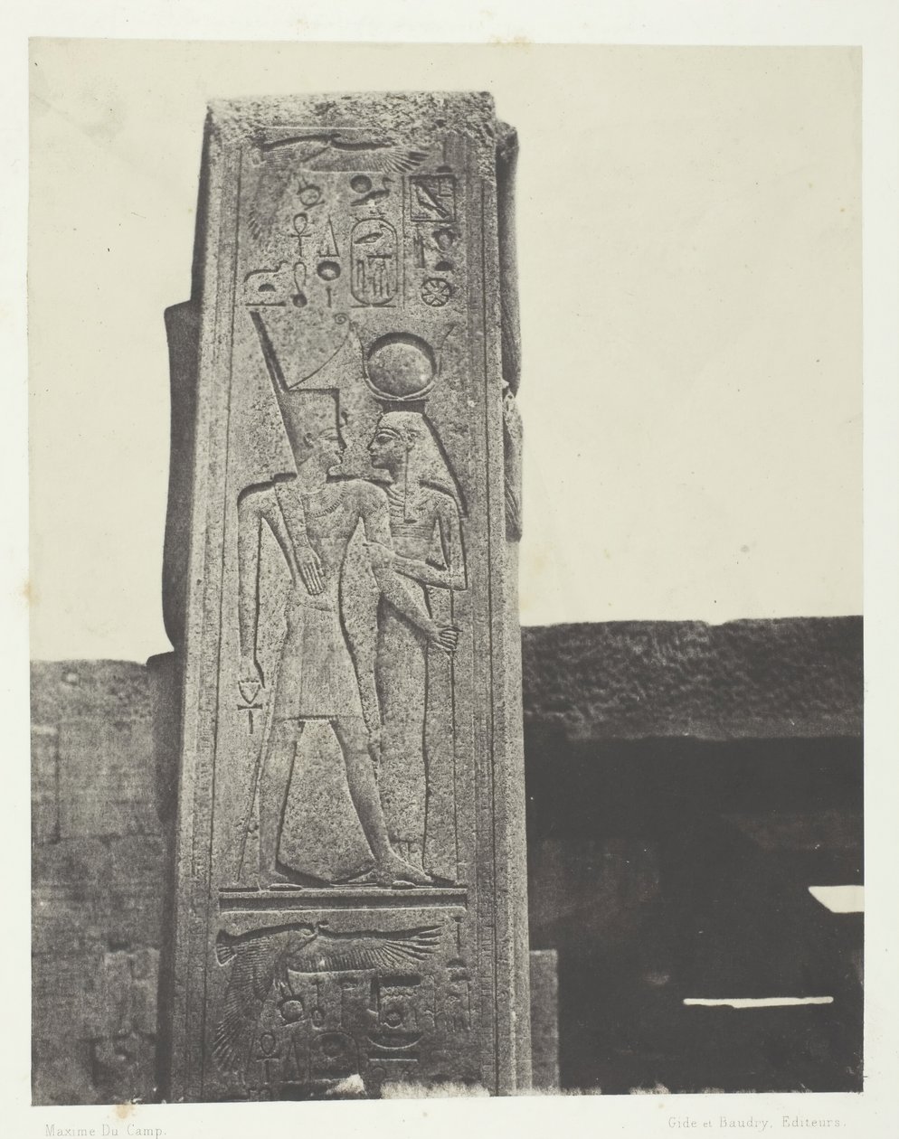 Karnakin palatsi, pilari ennen graniittia, Thebes, 184951, painettu 1852. tekijältä Maxime Du Camp