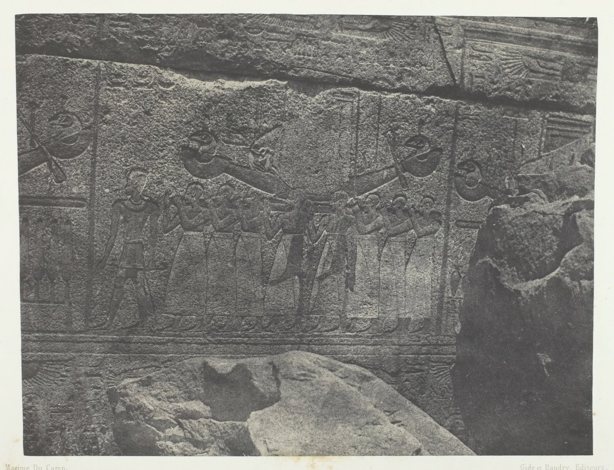 Karnakin palatsi, Granite Sanctuaryn ulkoveistokset, Thebes, 184951, painettu 1852. tekijältä Maxime Du Camp