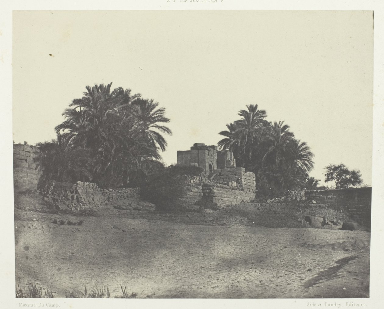 Roomalaisen linnoituksen rauniot, Philoe; Nubia, levy 71 albumista "Egypte, Nubie, Palestine et Syrie" (1852). tekijältä Maxime Du Camp