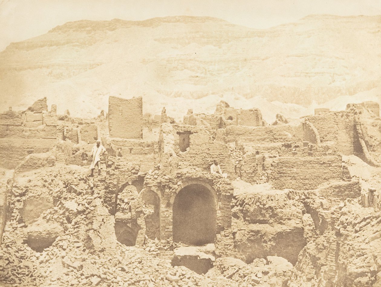 Kristillisen kaupungin rauniot, Medinet-Habu Thebes, 1849-50. tekijältä Maxime Du Camp