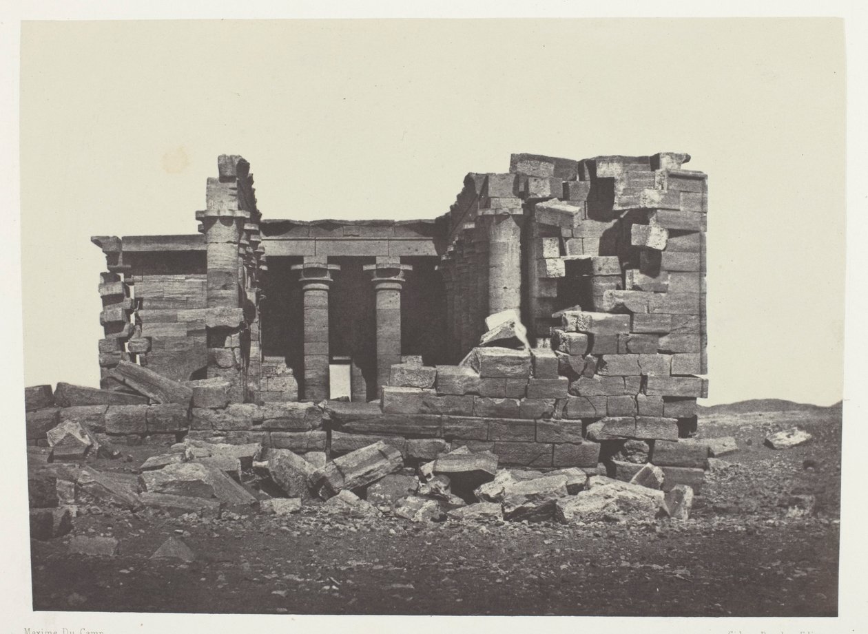 Temple De Maharakkah (Hièra Sycaminos Des Grecs); Nubia, levy 96 albumista "Egypte, Nubie, Palestine et Syrie" (1852). tekijältä Maxime Du Camp