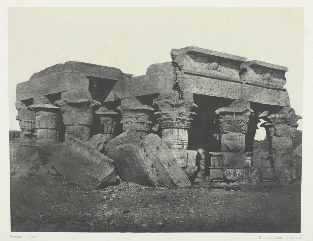Ombosin temppeli, Ylä-Egypti, levy 65 albumista "Egypte, Nubie, Palestine et Syrie" (1852). tekijältä Maxime Du Camp