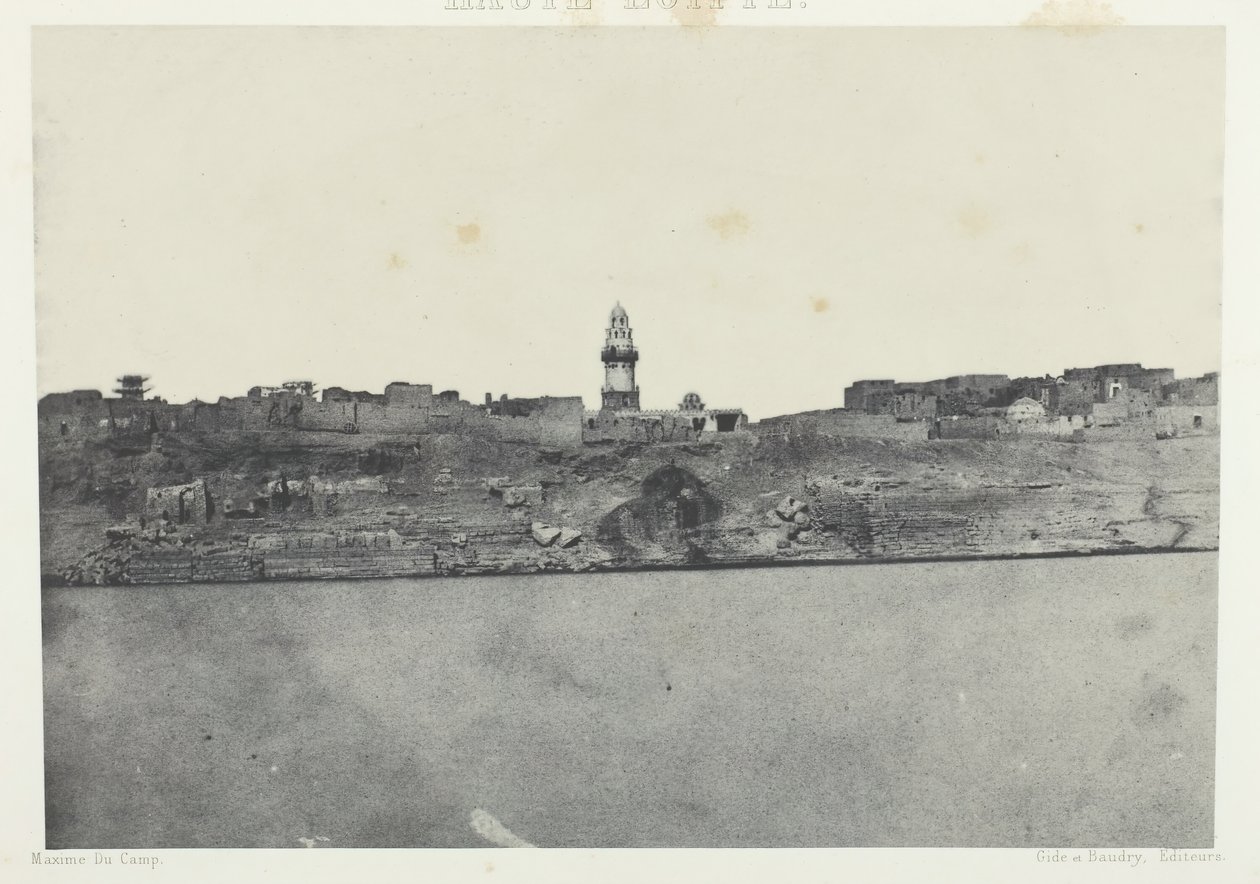 Yleisnäkymä Esnehistä, Ylä-Egypti, 184951, painettu 1852. tekijältä Maxime Du Camp