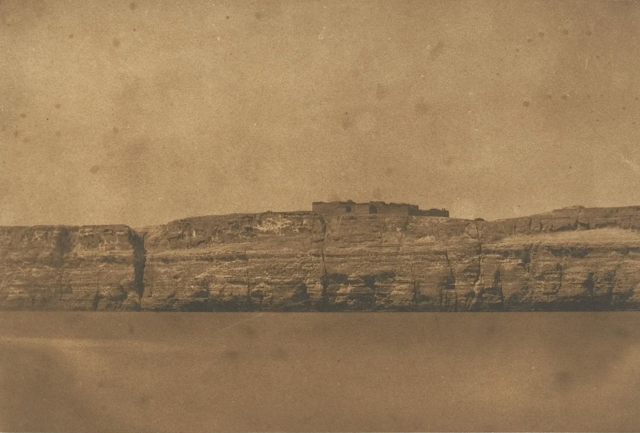 Näkymä Djebel-el-teirille ja hihnapyörän luostarille, 1850. tekijältä Maxime Du Camp