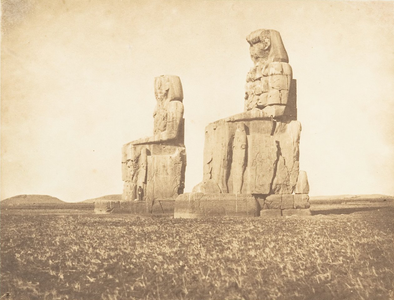 Näkymä kahdesta Amenopheumin kolossista Thebassa, 1849-50. tekijältä Maxime Du Camp