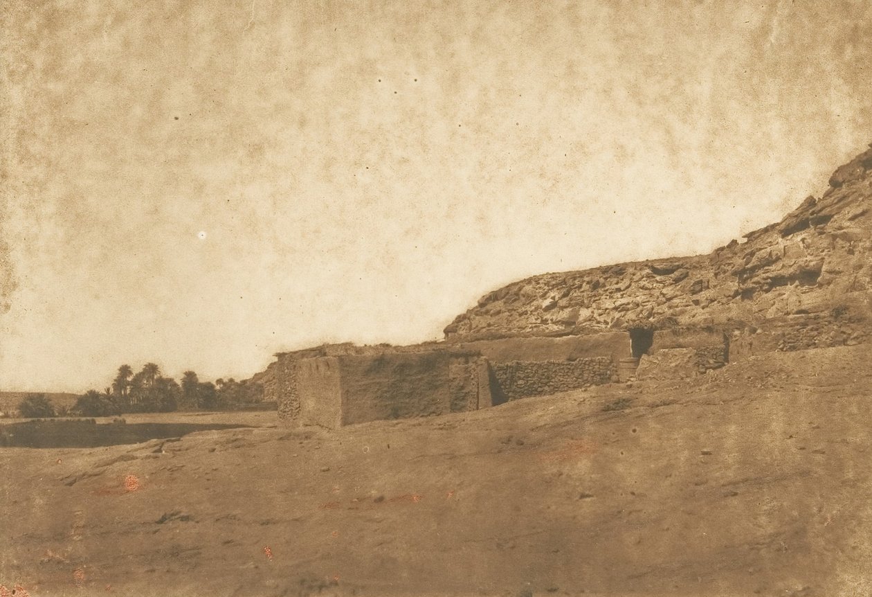 Näkymä otettu Abou-horin trooppisen syövän kylästä huhtikuussa 1850. tekijältä Maxime Du Camp