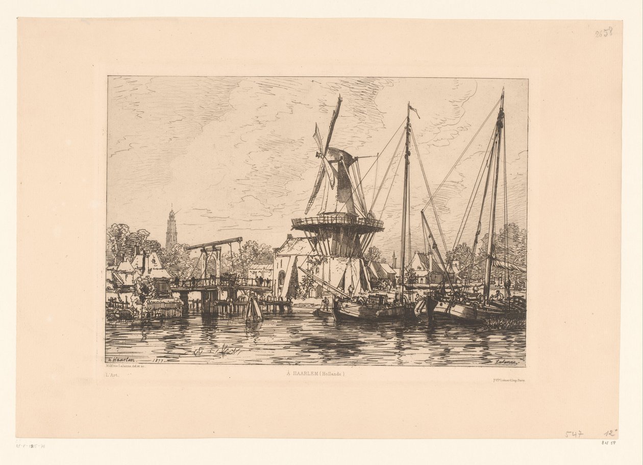 Näkymä Haarlemiin À Haarlem (Hollanti) (otsikko esineessä) tekijältä Maxime François Antoine Lalanne