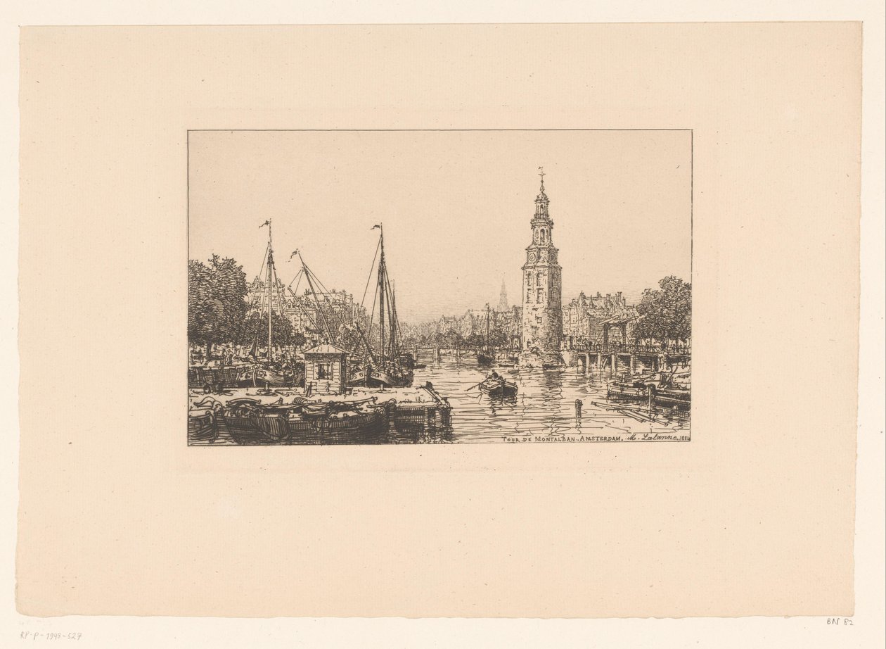 Näkymä Montelbaanstorenille Amsterdamissa Tour de Montalban Amsterdam tekijältä Maxime François Antoine Lalanne