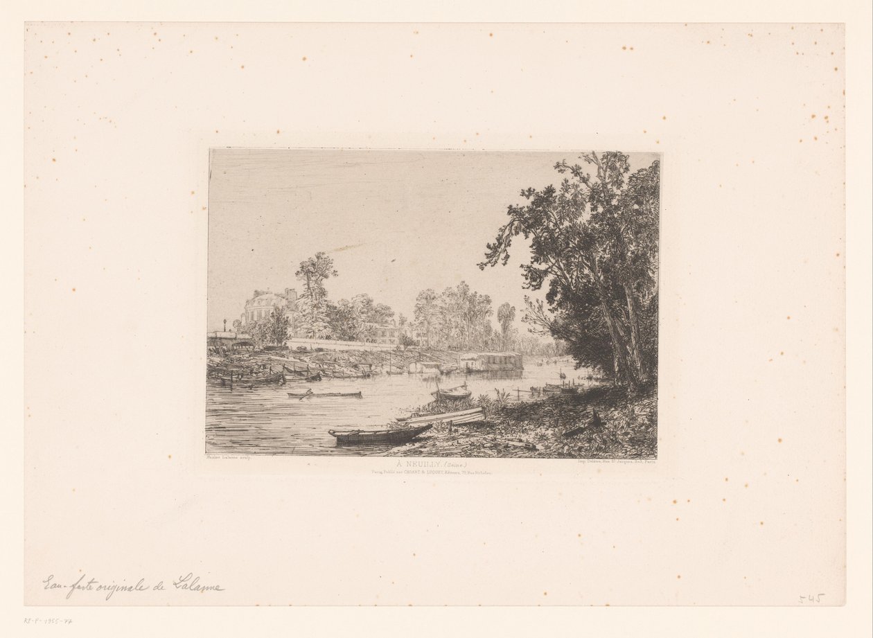 Näkymä Seine-joelle Neuillyssa À Neuilly (Seine) (otsikko esineessä) tekijältä Maxime François Antoine Lalanne