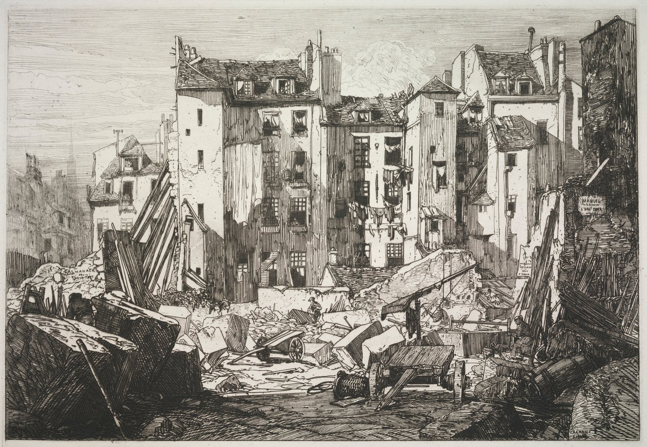 Purkutyöt Rue des Ecoles -kadun avaamista varten, 1862. tekijältä Maxime Lalanne