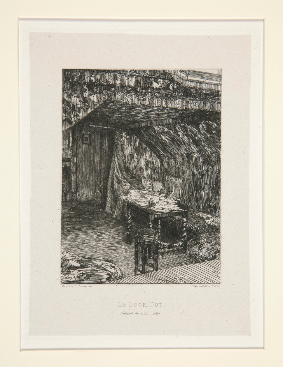 Le look out, Cabinet de Victor Hugo (The Look-Out, The Office of Victor Hugo), pl. 9 sviitistä Chez Victor Hugo (Victor Hugo tekijältä Maxime Lalanne
