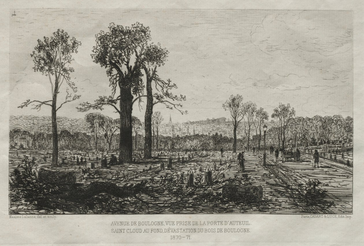 Taiteellisia muistoja Pariisin piirityksestä: Avenue de Boulogne, Näkymä Porte d