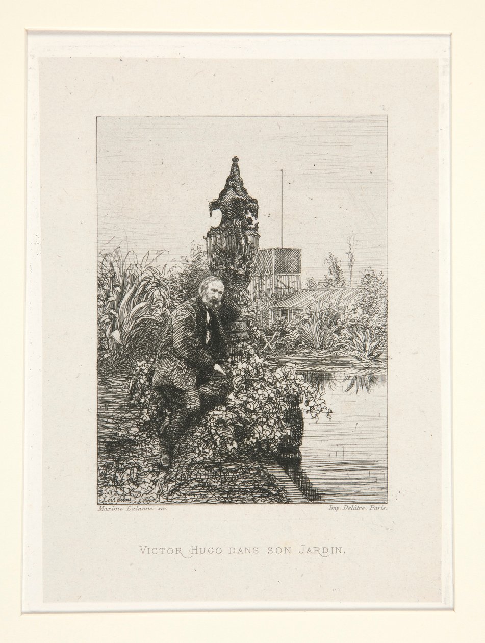 Victor Hugo dans son jardin (Victor Hugo in His Garden), pl. 12 sviitistä Chez Victor Hugo (Victor Hugo tekijältä Maxime Lalanne