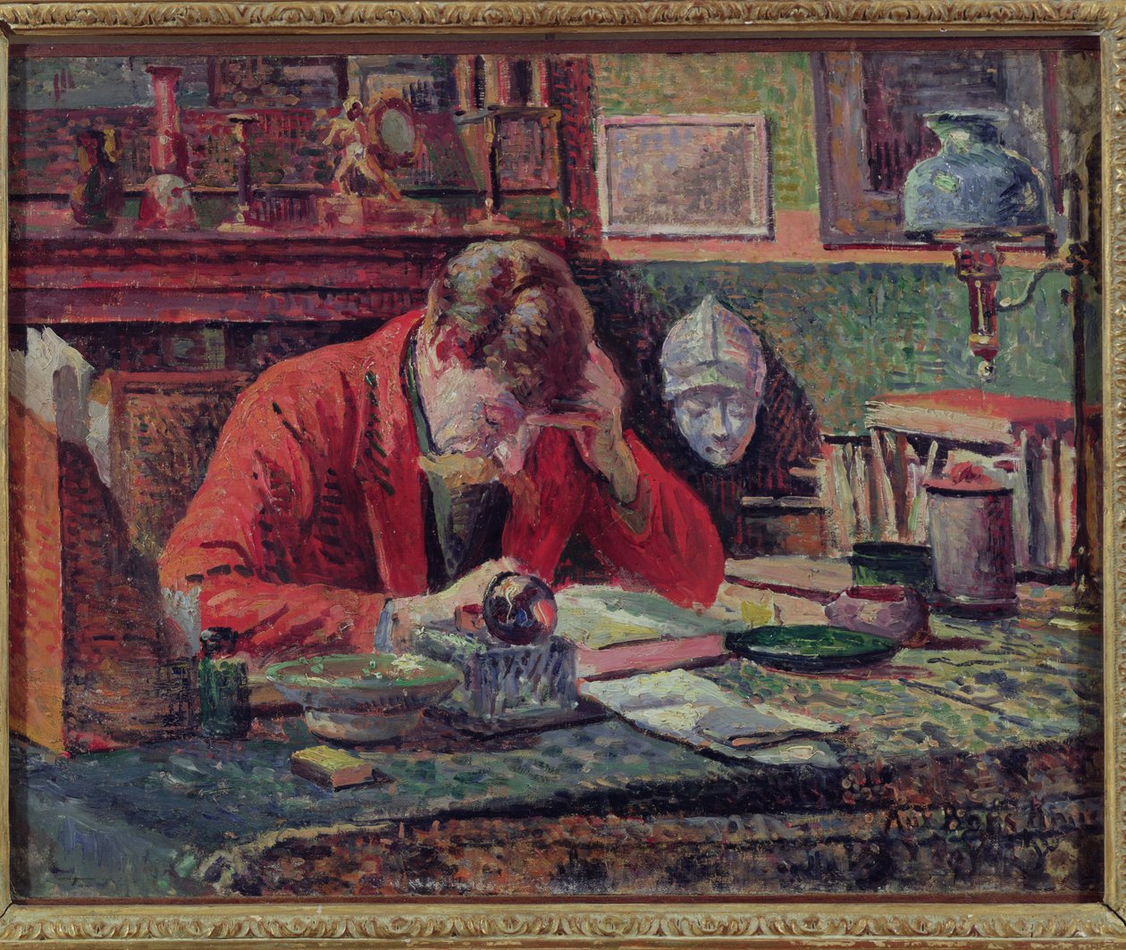 Emile Verhaeren (1855-1916) tutkimuksessaan, n. 1897 tekijältä Maximilien Luce