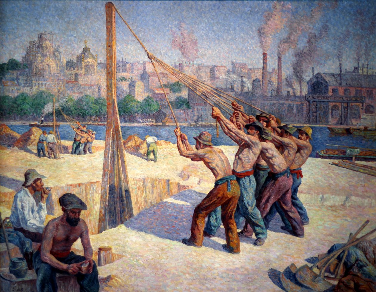 Les batteurs de pieux tekijältä Maximilien Luce