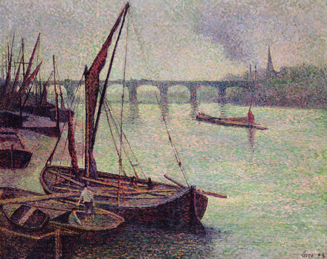 Thames Vauxhall Bridgellä Lontoossa, 1893 tekijältä Maximilien Luce