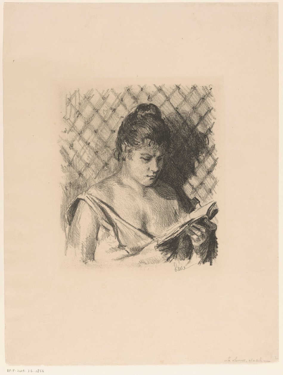 Nainen lukee paljain hartioin tekijältä Maximilien Luce (signed by artist)