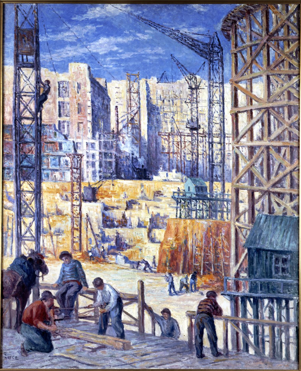 Rakennustyömaa Pariisissa, Quai de Passy, ​​1907. tekijältä Maximilien Luce