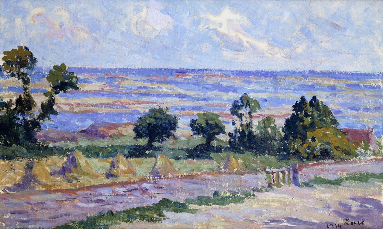 Heinäsuovat meren rannalla; Heinäsuovat meren rannalla, 1914 tekijältä Maximilien Luce