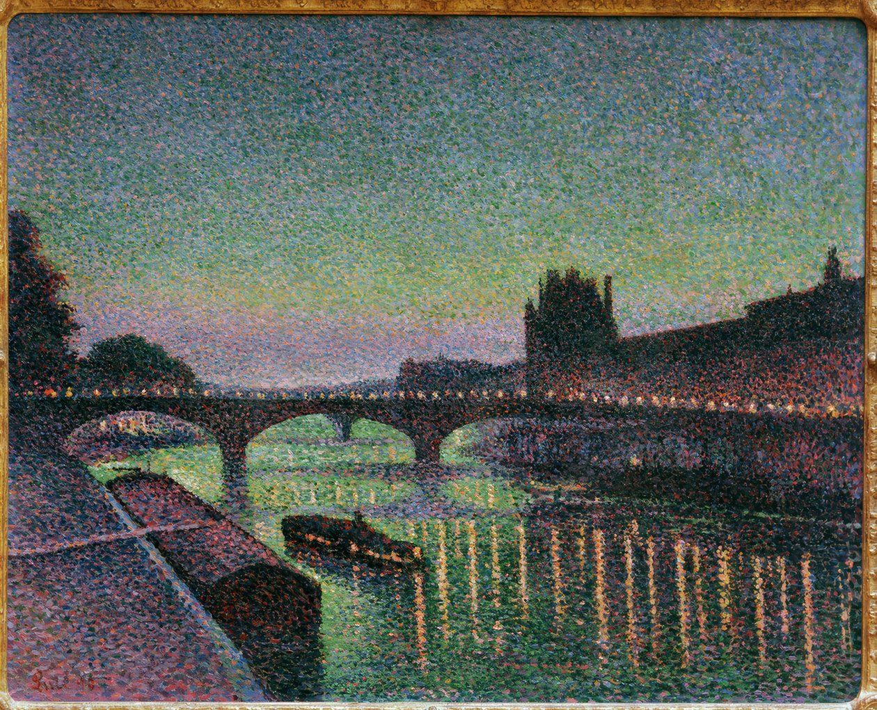 Louvre ja Caroussel Bridge, Night Effect tekijältä Maximilien Luce