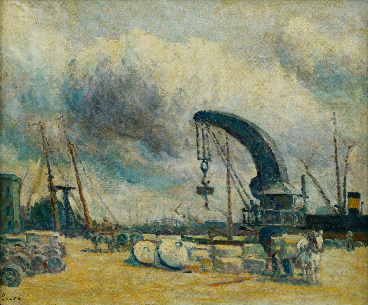 Satama, Schiedammin laituri, 1907 tekijältä Maximilien Luce