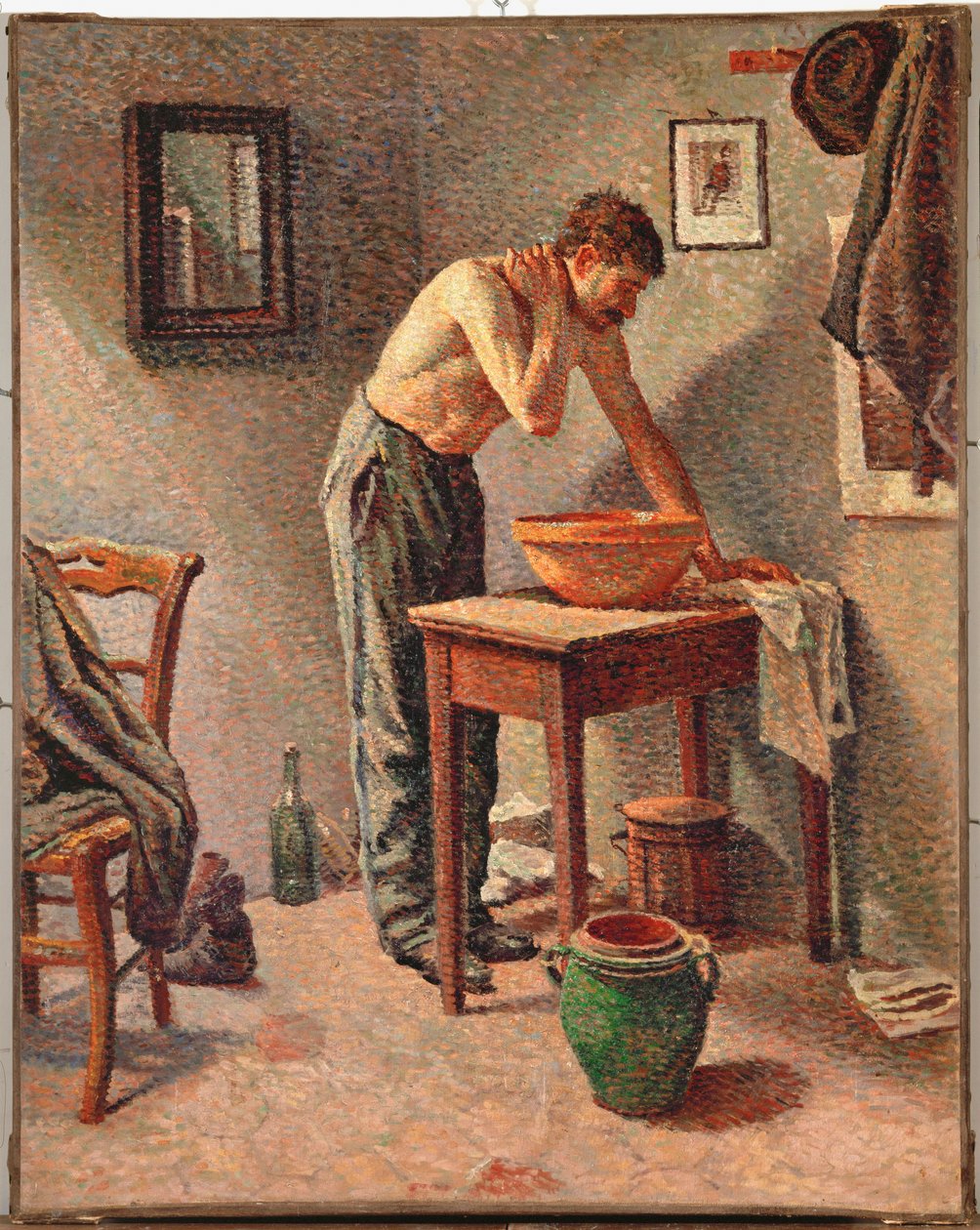 Mies pesee itseään (öljy kankaalle) tekijältä Maximilien Luce