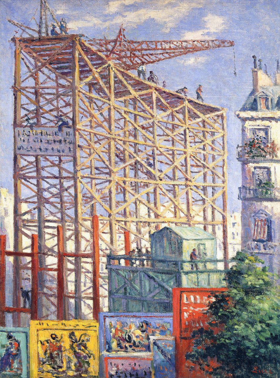 Rakennustelineet ja julisteet, n.1912 tekijältä Maximilien Luce