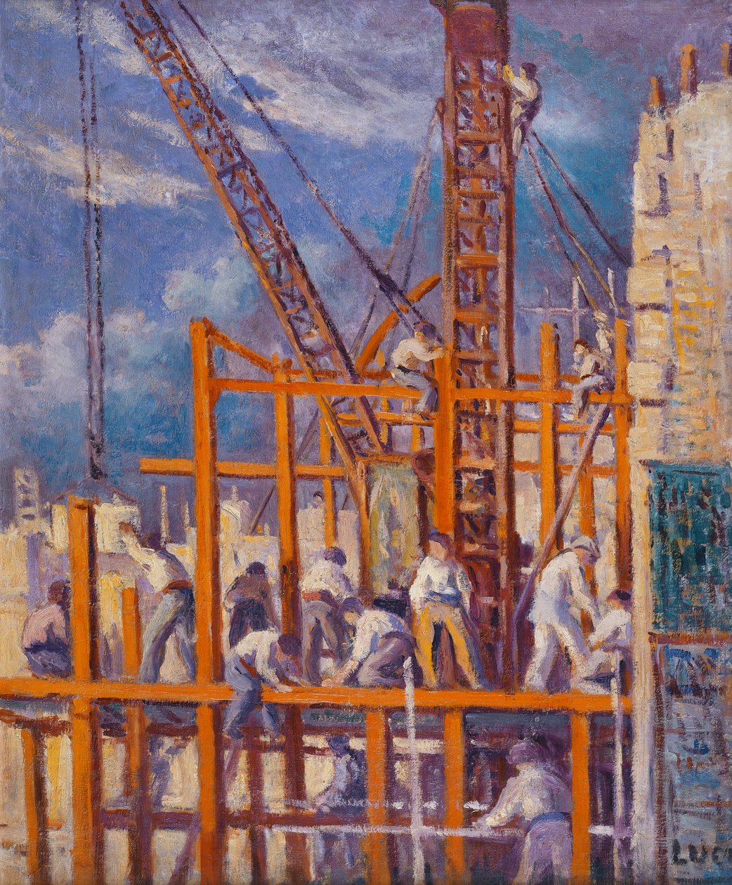 Pariisin rakennustyömaat, Boulevard de la Madeleine; Pariisin telakat, Boulevard de la Madeleine, tekijältä Maximilien Luce