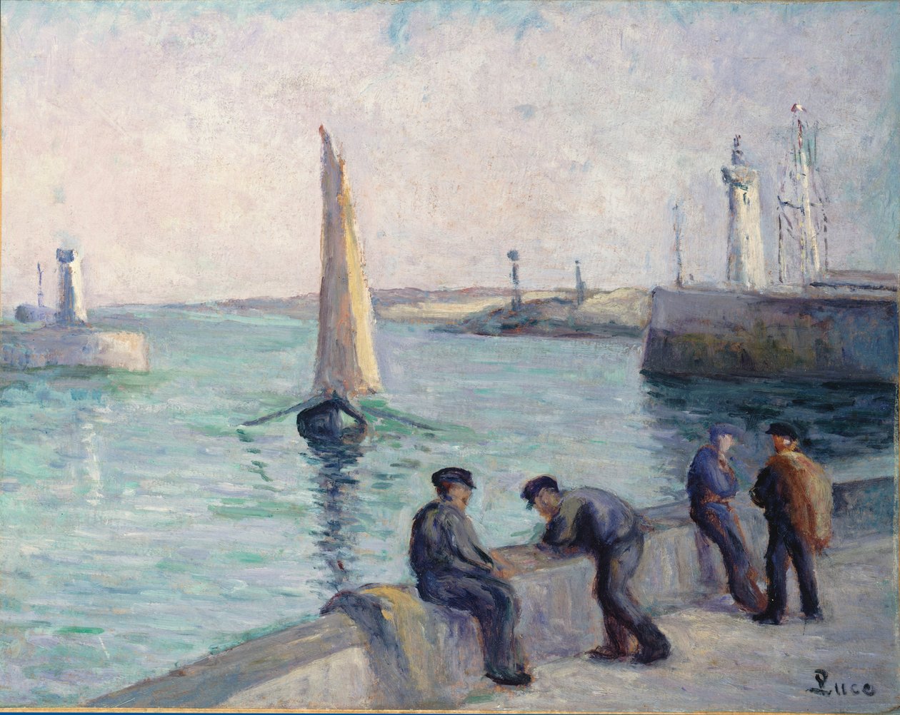The Fishermen on the Dock, n. 1920 tekijältä Maximilien Luce