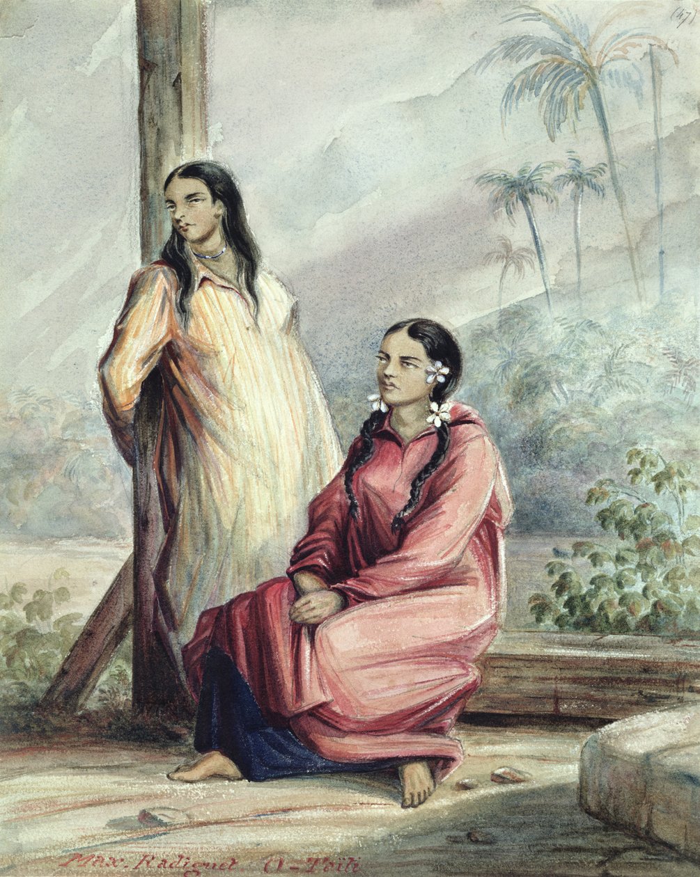 Kaksi tahitilaista naista, n. 1841-48 tekijältä Maximilien Radiguet