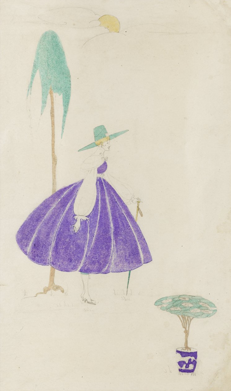 Nainen violetissa mekossa, 1914 tekijältä May Gardiner