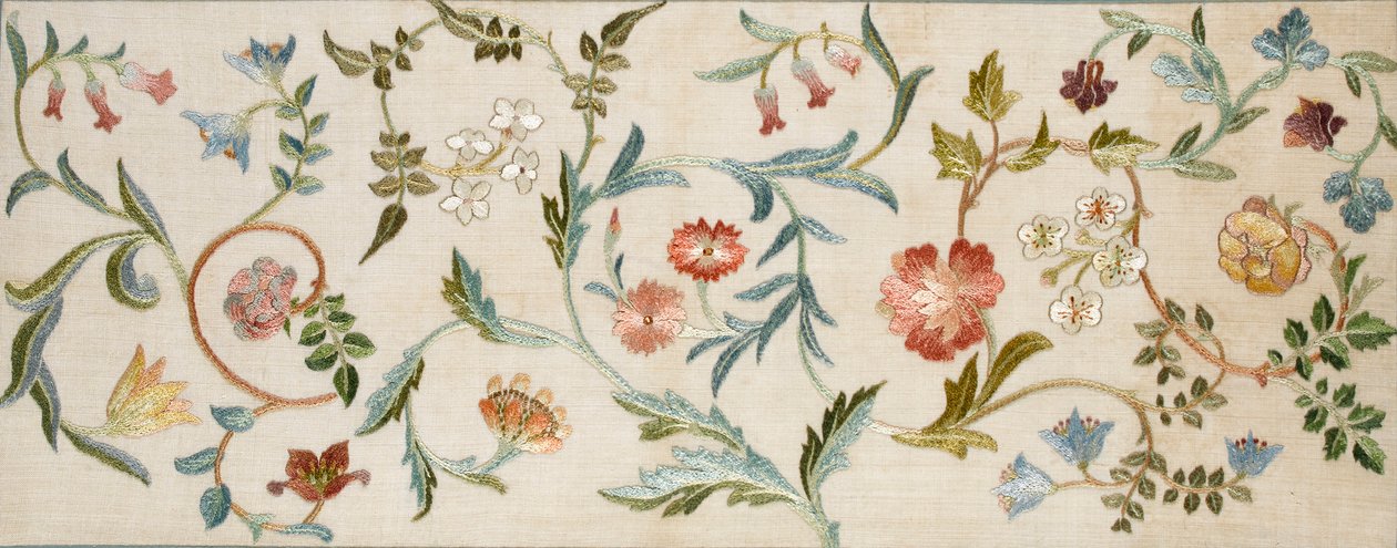 Garden Piece, 1938 (kirjonta, villa & silkki pellavalle) tekijältä May Morris