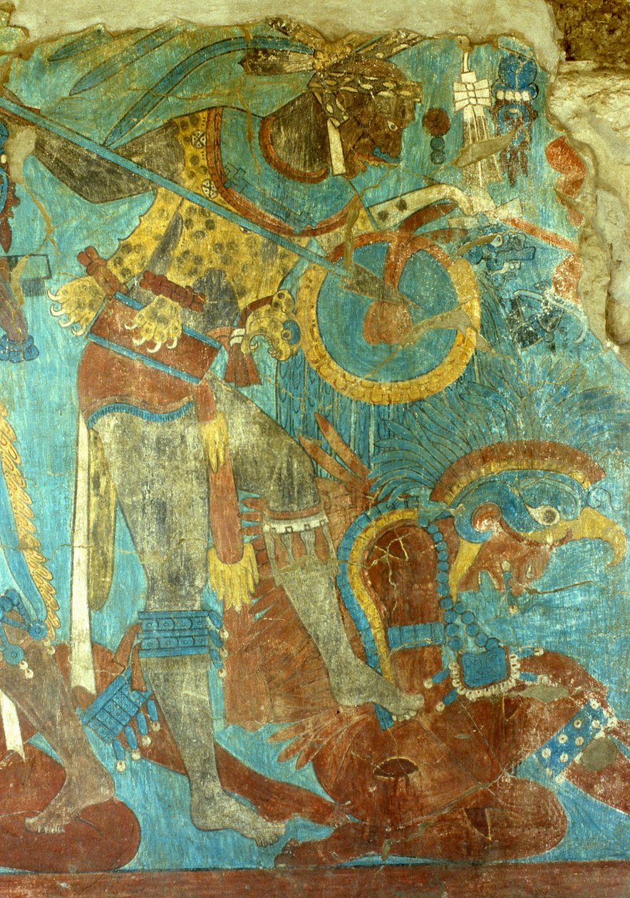 Cacaxtlan taistelu, myöhäisklassinen aika (seinämaalaus) tekijältä Mayan
