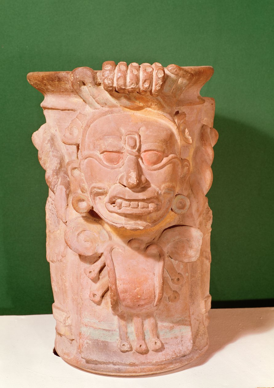 Lieriömäinen maljakko aurinkojumalan päällä, klassinen kausi, 7.-10. vuosisata (terrakotta) tekijältä Mayan