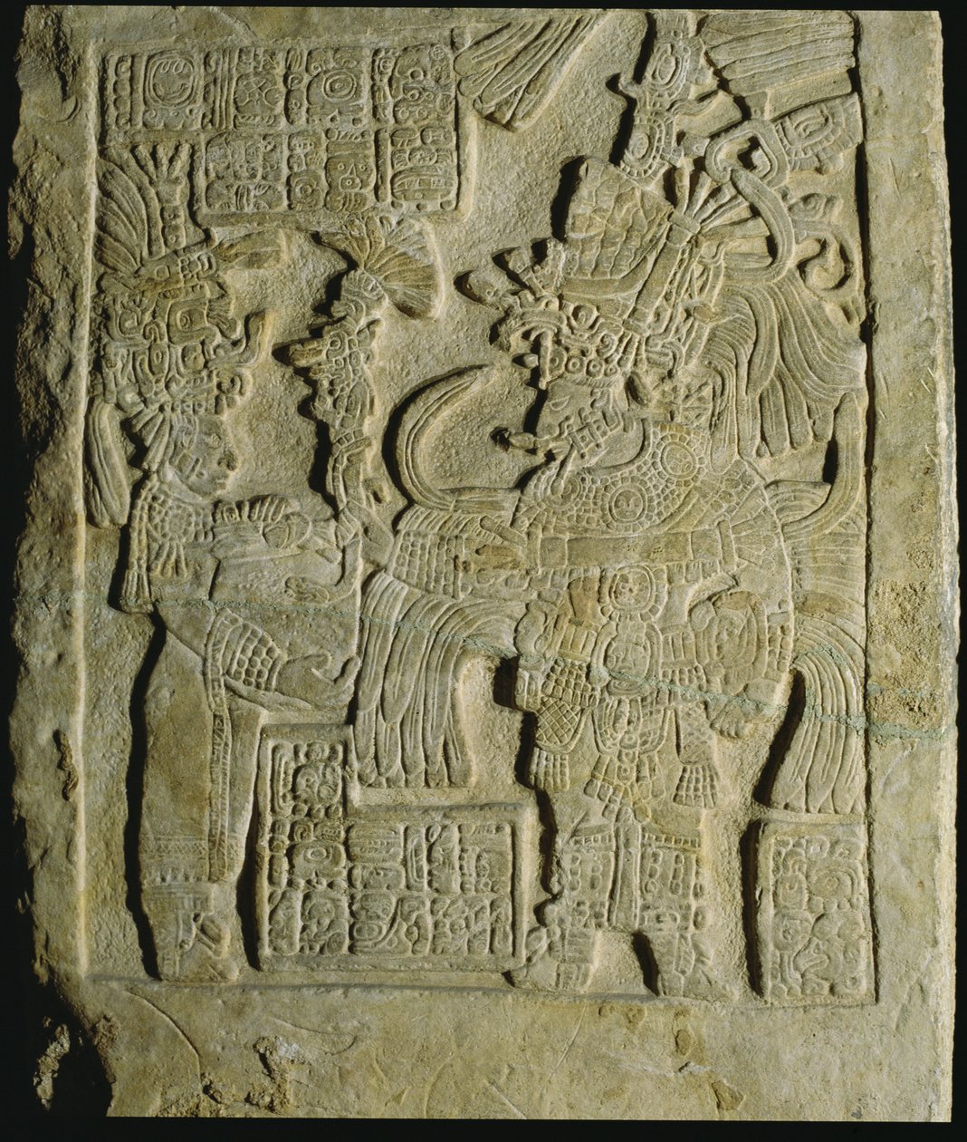 Lintel 53 Yaxchilanista, Chiapasista, Meksikosta, myöhäisklassinen aika (600-900 jKr) tekijältä Mayan