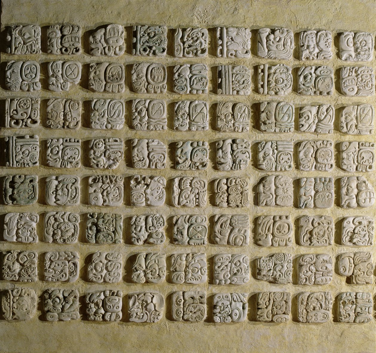 Glyfipaneeli, temppeli XVIII, Palenque, Chiapas, Meksiko, myöhäisklassinen aika (stukko) tekijältä Mayan