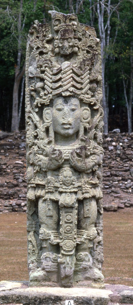 Stela A, Copan, myöhäinen klassikkokausi, noin 730 jKr tekijältä Mayan