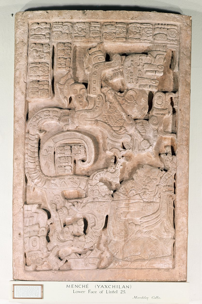 Yaxchilanin nivel 25, myöhäisklassinen kausi, 600-900 jKr. (kalkkikivi). tekijältä Mayan