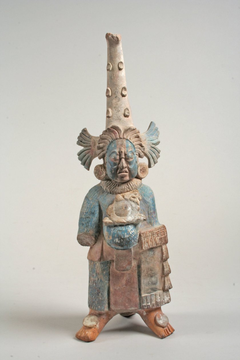 Pukuhahahmo Meksikosta, 7.-8. vuosisata (keramiikka, pigmentti) tekijältä Mayan