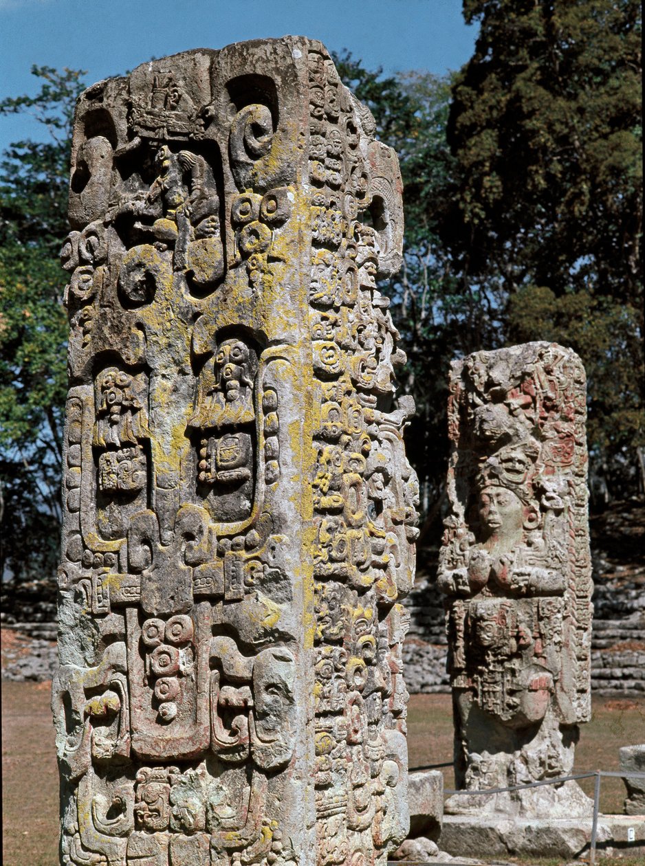 Stele A ja C, Plaza of Ceremonies, 731 jKr tekijältä Mayan